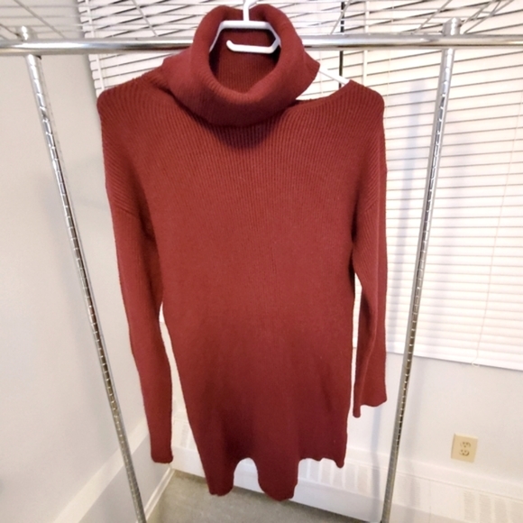 Lovestitch Claire Cutout Sweater Dress - Small, Merlot/Maroon - Picture 4 of 5